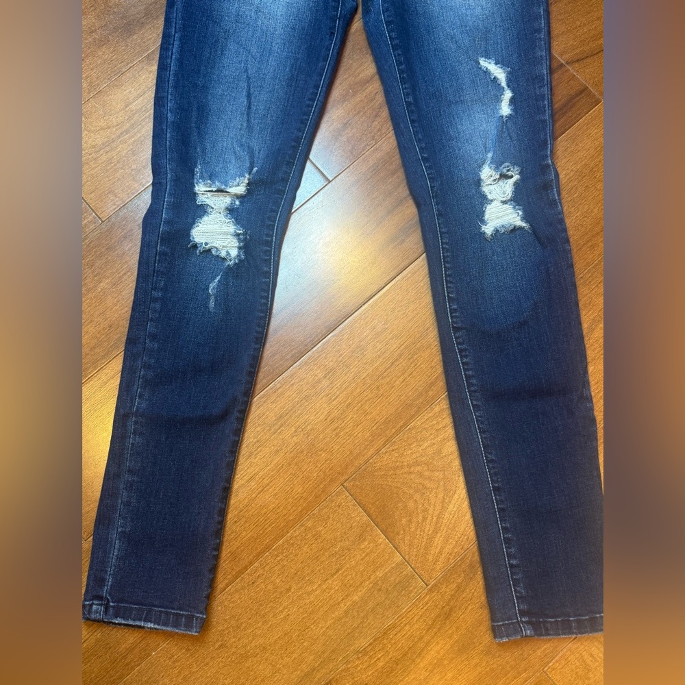 KANCAN Women's Blue Distressed Skinny Jeans - Picture 3 of 8